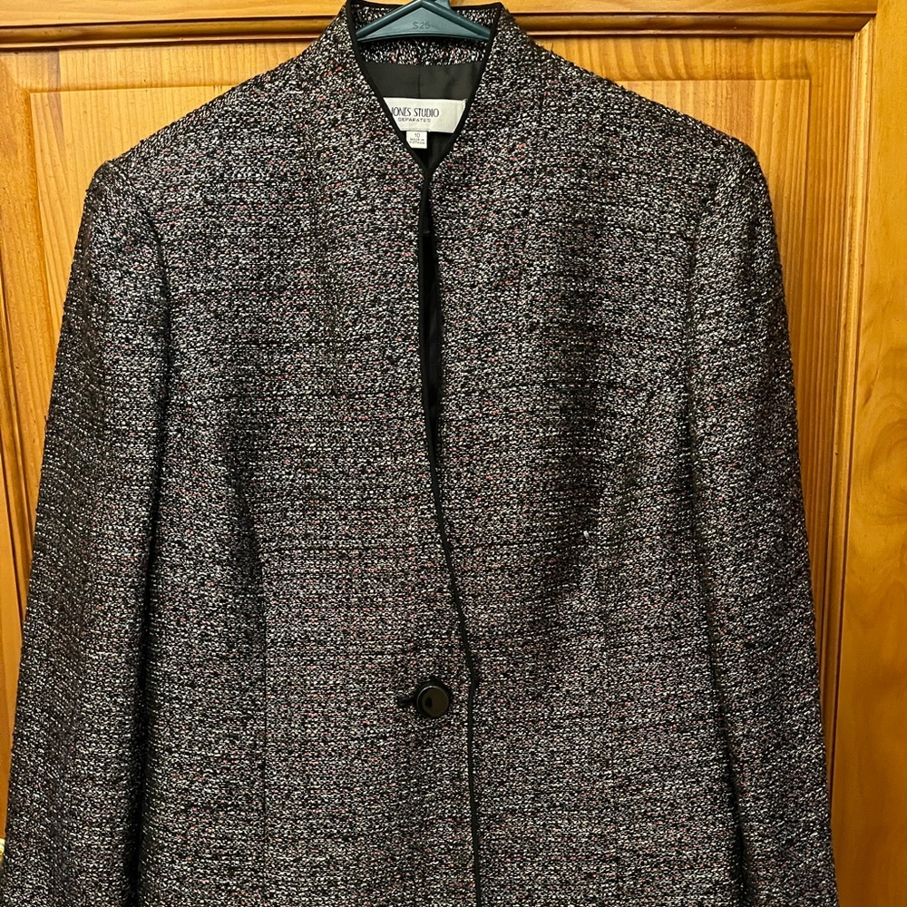 Jones Studio Black/Pink/Metallic Tweed Blazer